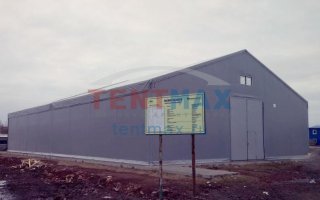 Сдача двускатного тентового ангара